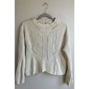 XIA Knit Lace Up Back Corset Size Medium Cream Short Cropped Feminine Flirty